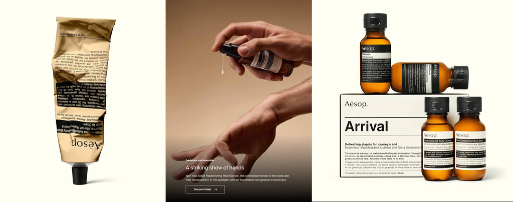 Aesop, 3 photos représentant leur direction artistique