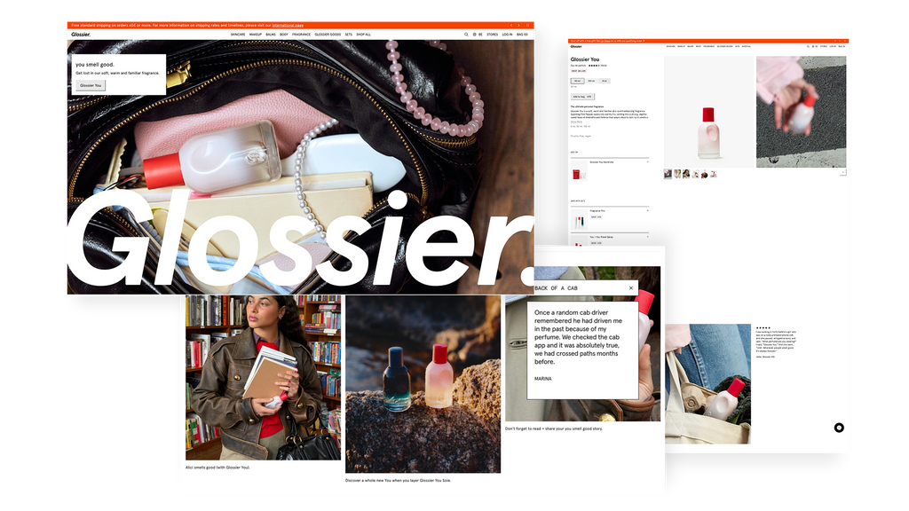 Glossier, un design marqué, entre minimalisme et brutalisme