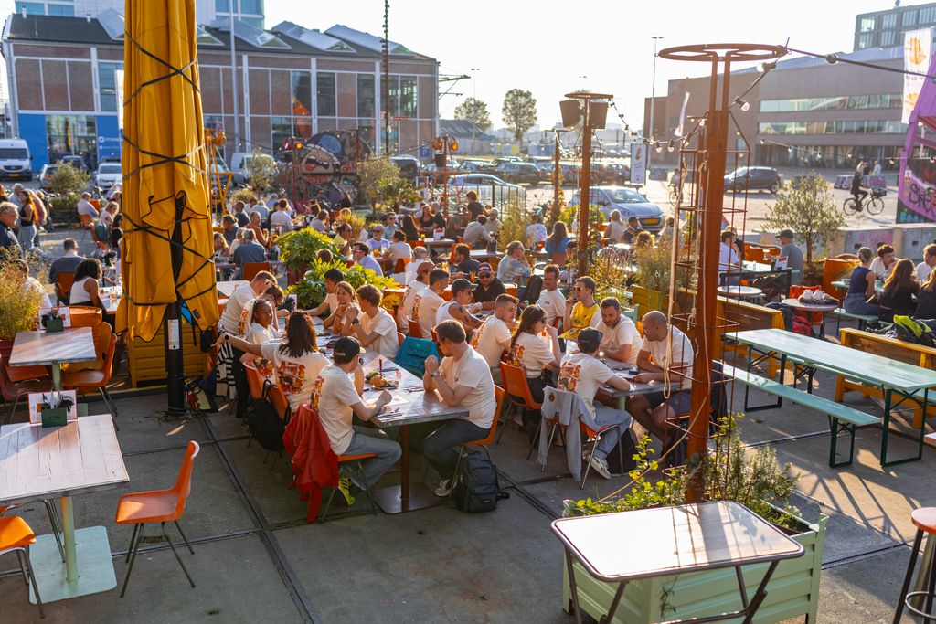 Our team enjoying a cool restaurant